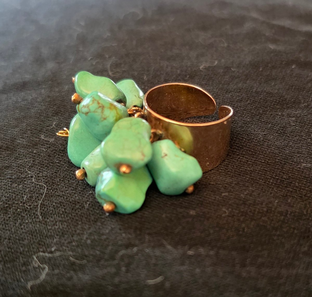 Bague en or et pampilles de turquoise -photo-3
