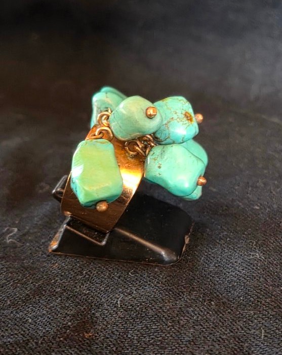 Bague en or et pampilles de turquoise -photo-4