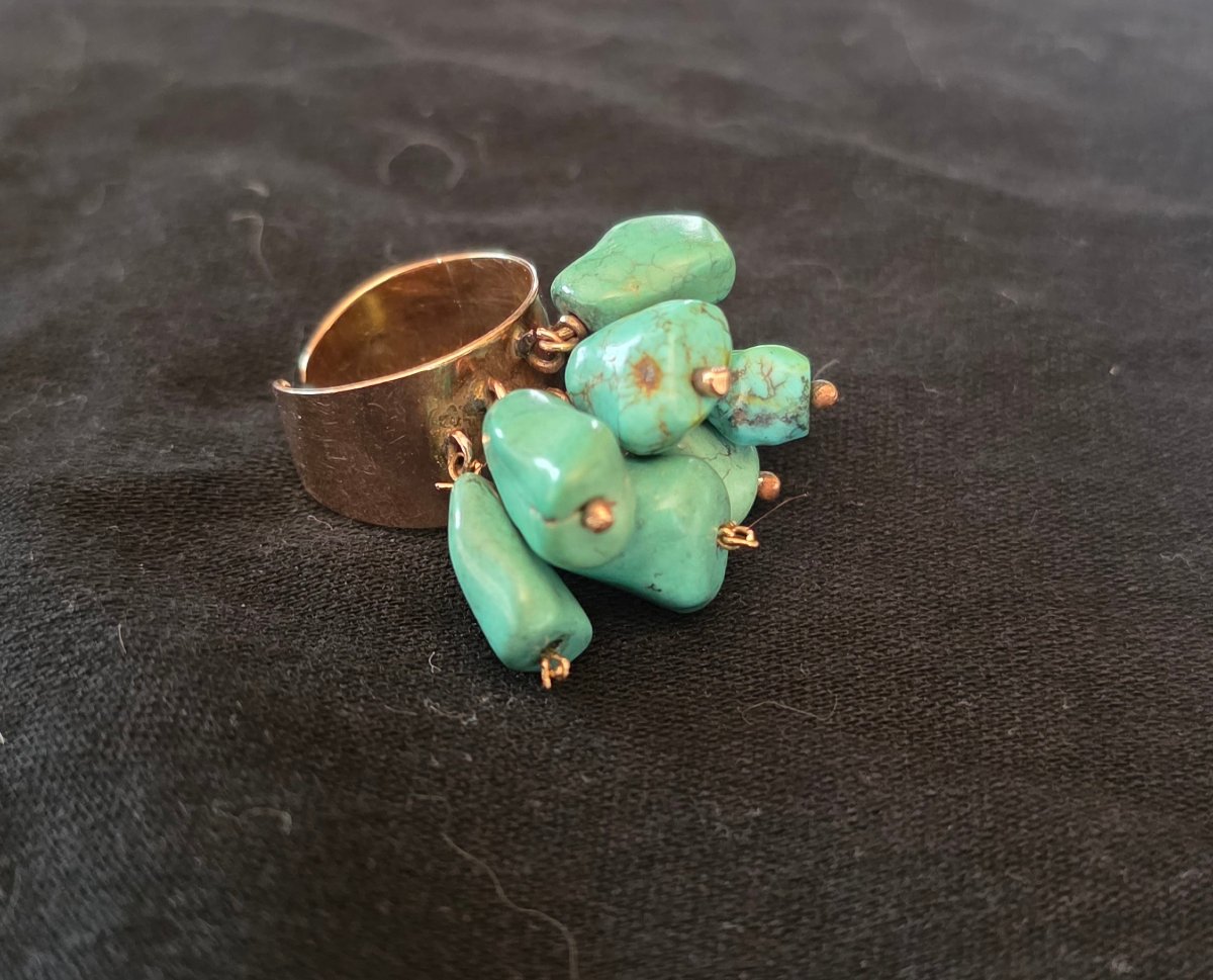 Bague en or et pampilles de turquoise -photo-5