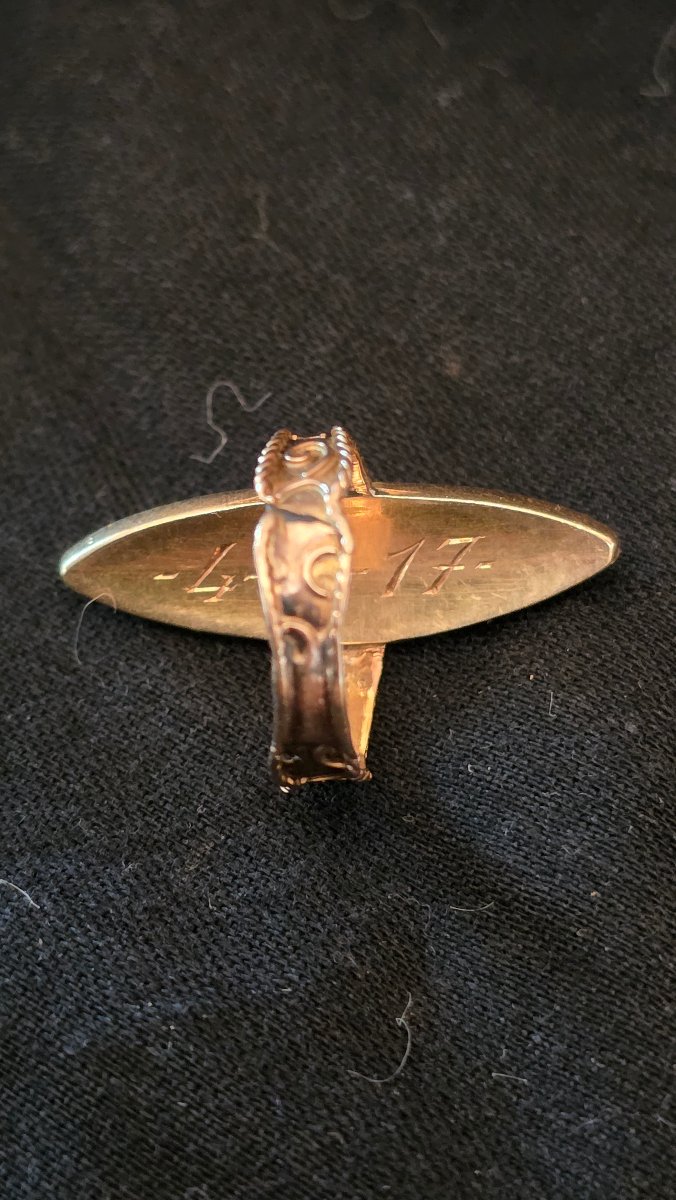18 K Gold Ring Marquise  With Garnet 20 Th Century -photo-2