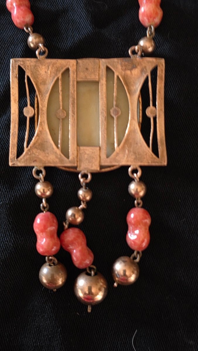 Revival Egyptomania Glass Paste Necklace, Circa 1900-photo-4