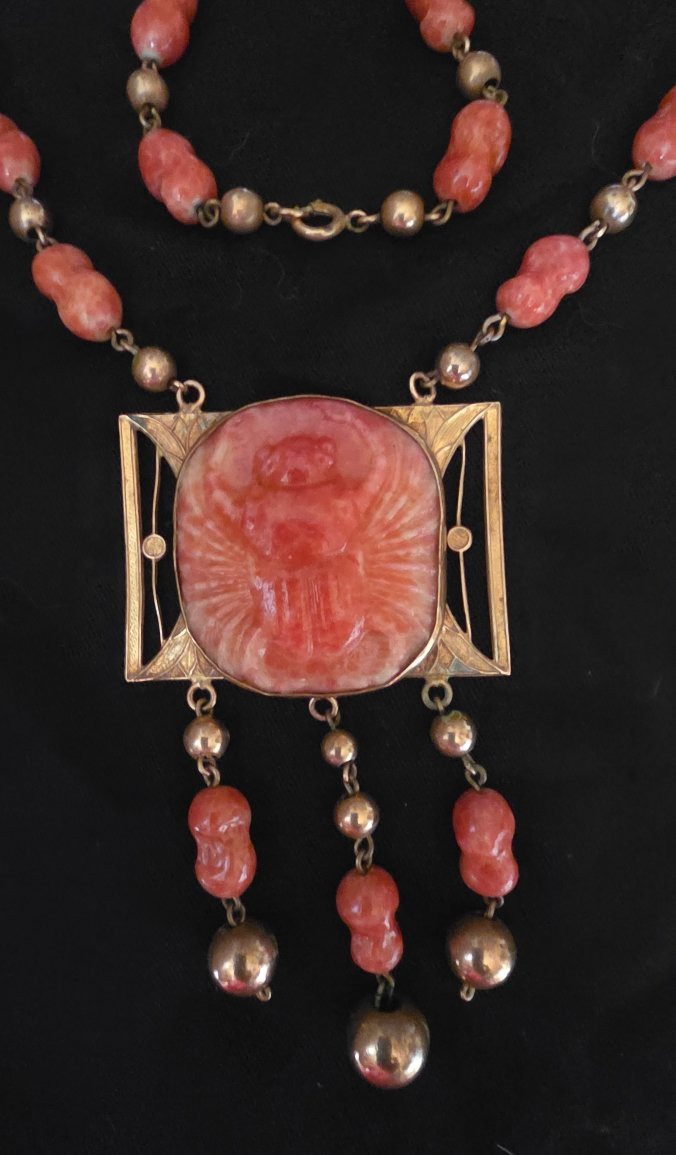 Revival Egyptomania Glass Paste Necklace, Circa 1900-photo-2