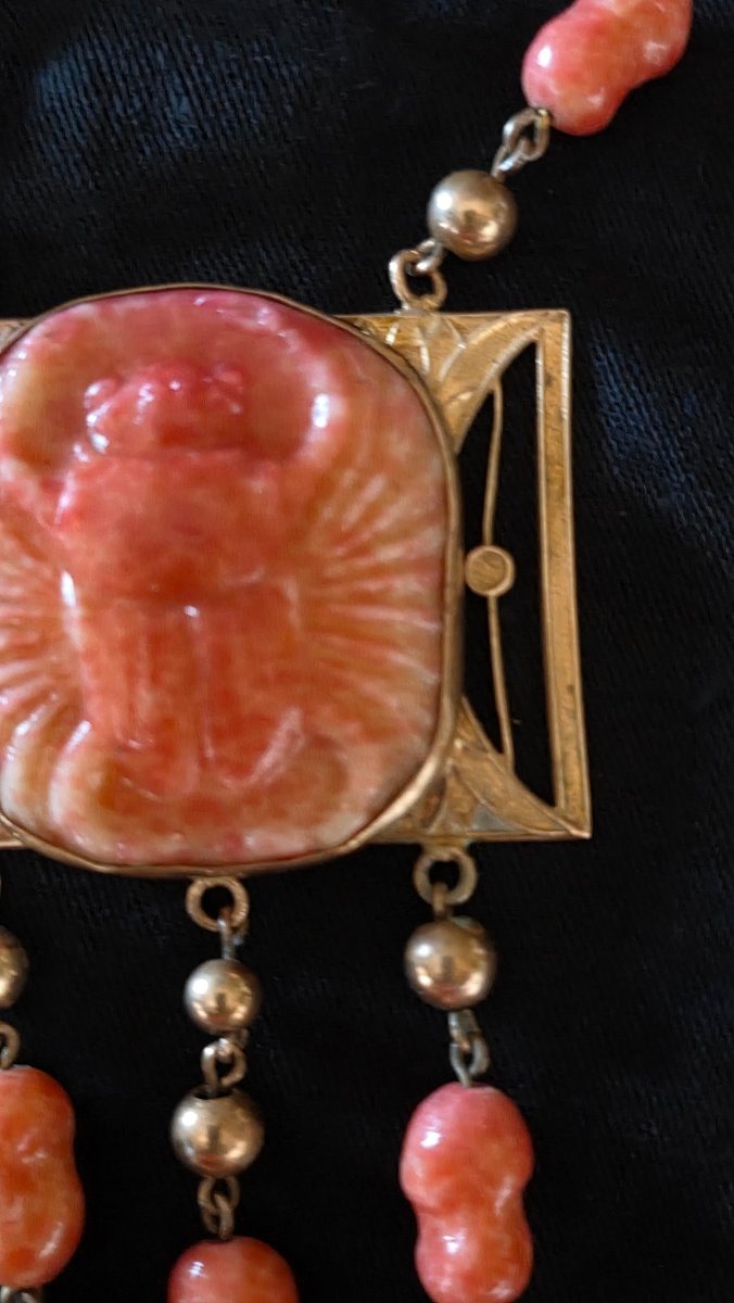 Revival Egyptomania Glass Paste Necklace, Circa 1900-photo-4