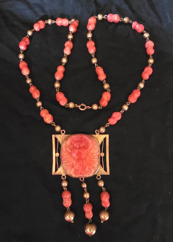 Revival Egyptomania Glass Paste Necklace, Circa 1900