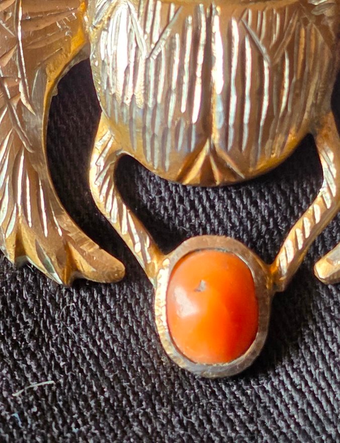 Pendentif  scarabee en argent, corail et lapis  -photo-3