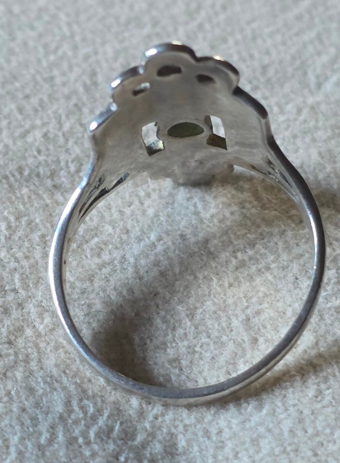 Art Deco Men's Ring In Silver, Onyx, And Chrysoprase-photo-3