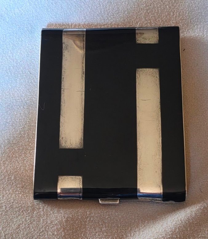 Art Deco-style Black Lacquer Cigarette Case