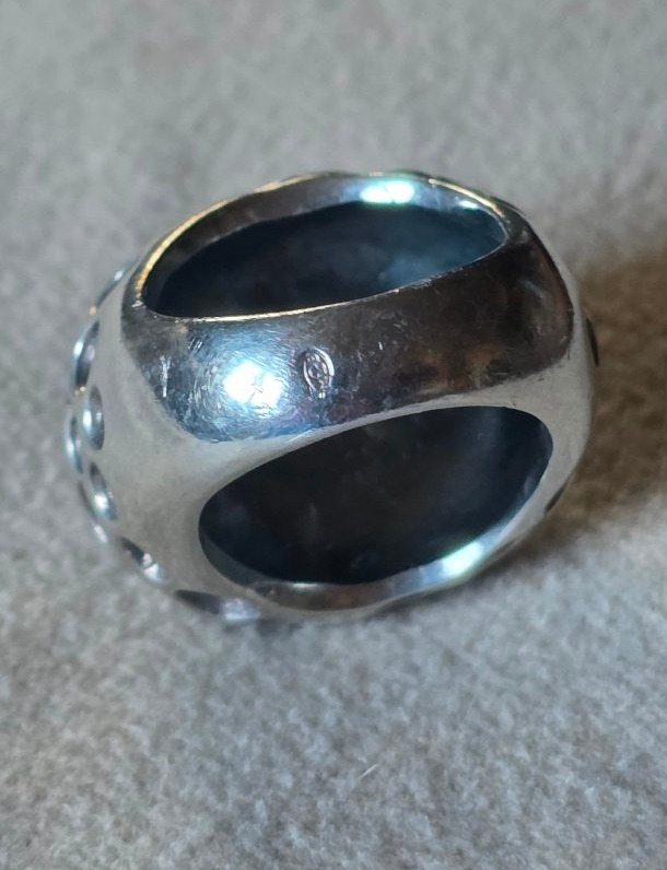 Silver Ring With A Half-pearl, 20th Century -photo-2