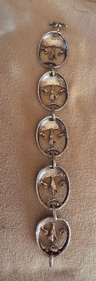 "faces" Bracelet In Silver And Enamel, Circa 1950-photo-1