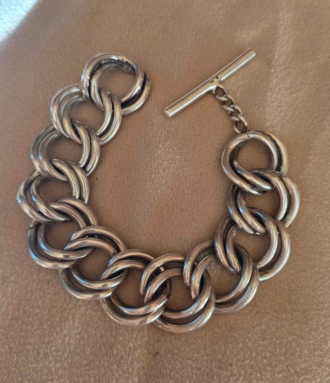 Vintage Double-link Silver Bracelet