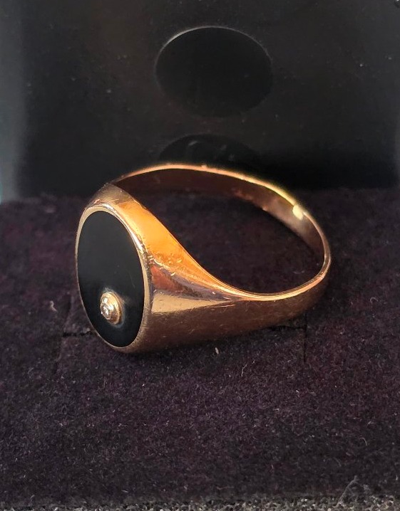 Chevalière d homme or ,onyx et diamants 19 ème -photo-2