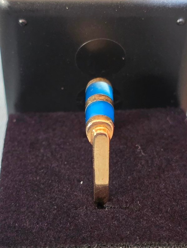 Gold Ring Set With Blue Calcedoine Scrolls -photo-3