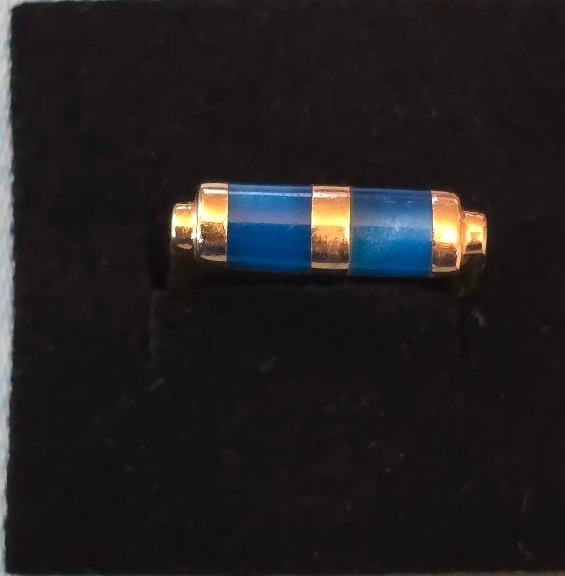 Gold Ring Set With Blue Calcedoine Scrolls -photo-3