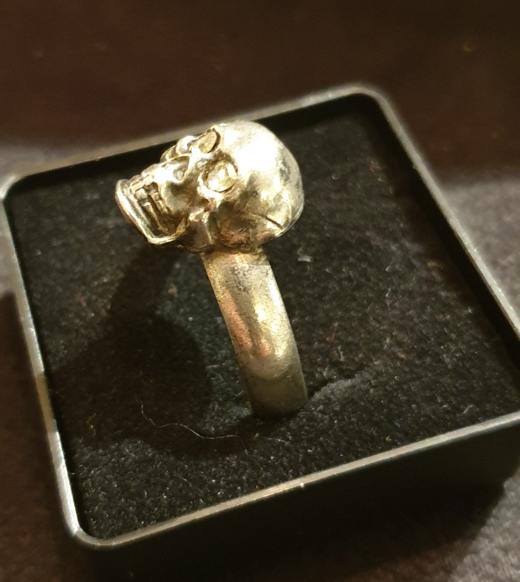 Mémento Mori Men's Ring In Silver And Diamonds-photo-2