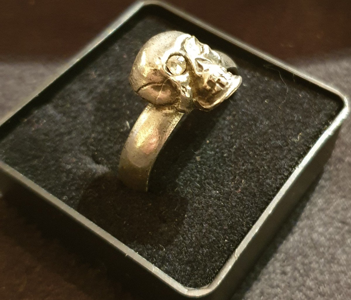 Mémento Mori Men's Ring In Silver And Diamonds-photo-3