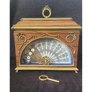 Wood And Bronze Fan Clock Igor Carl Faberge