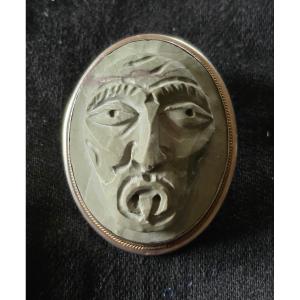 Grotesque Mask Pendant Made Of Lava Stone