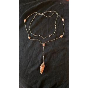 Silver And Pearl Long Necklace