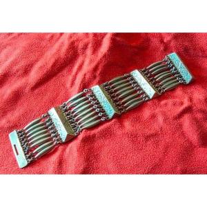 Bracelet en bronze et laiton argenté 