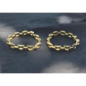 Pair Of Gold-plated Tank Bracelets, Circa 1940