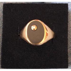 Chevalière d homme or ,onyx et diamants 19 ème