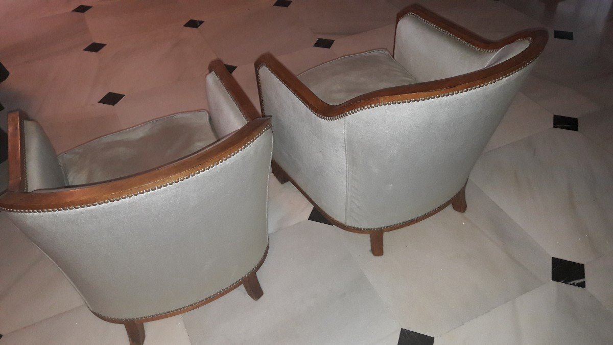 Two Art Deco Bergere Armchairs-photo-3