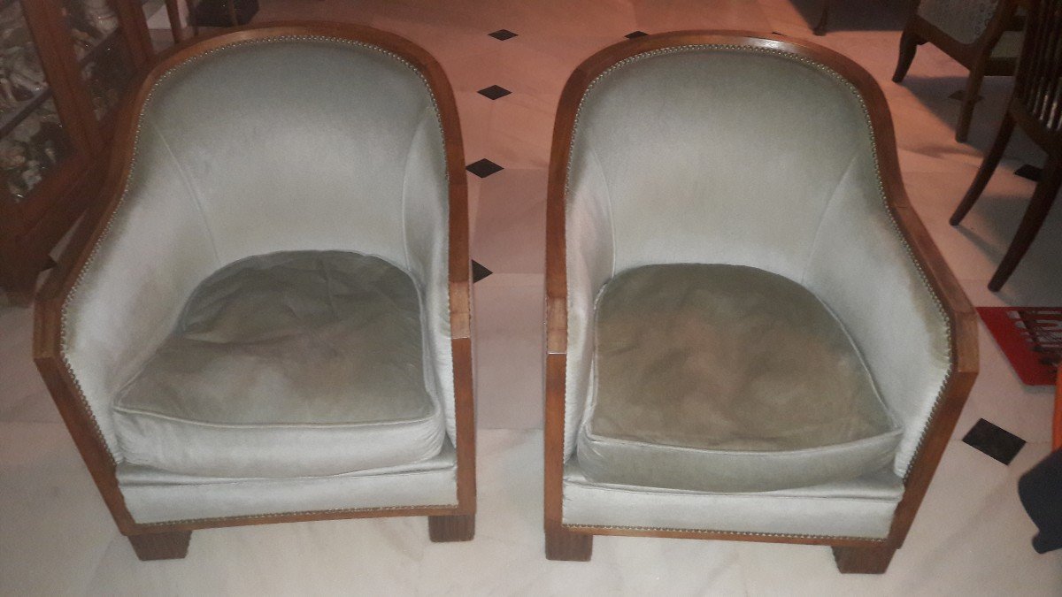 Two Art Deco Bergere Armchairs