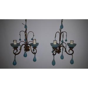 Two Murano Opaline Sconces