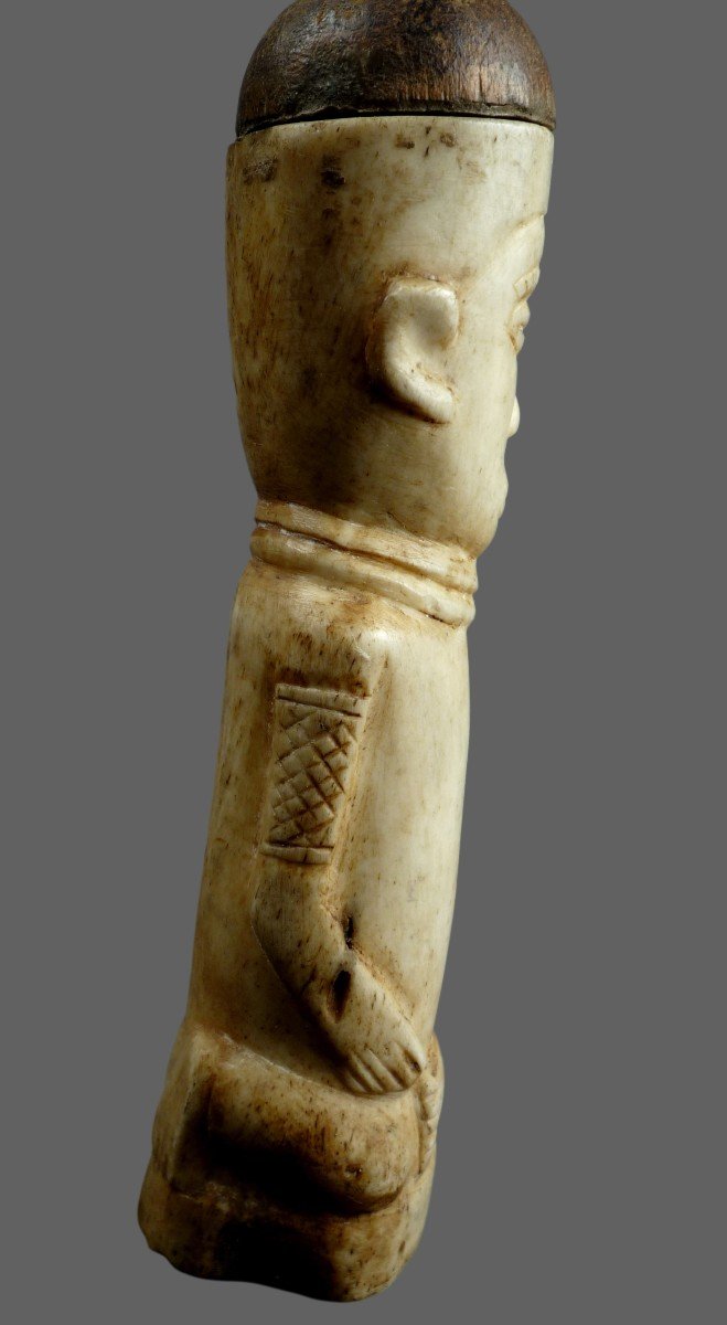 Pair Of Kongo Yombe Shaman Fetish In Bone Drc Republic Of Congo-photo-3