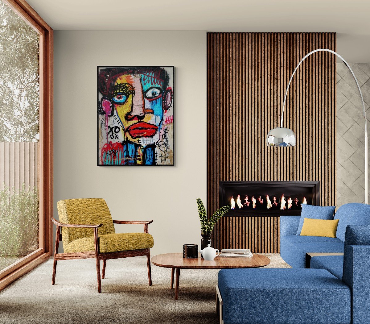 Tadas Zaicikas Portrait, Acrylic And Media On Canvas, Basquiat Style. -photo-4
