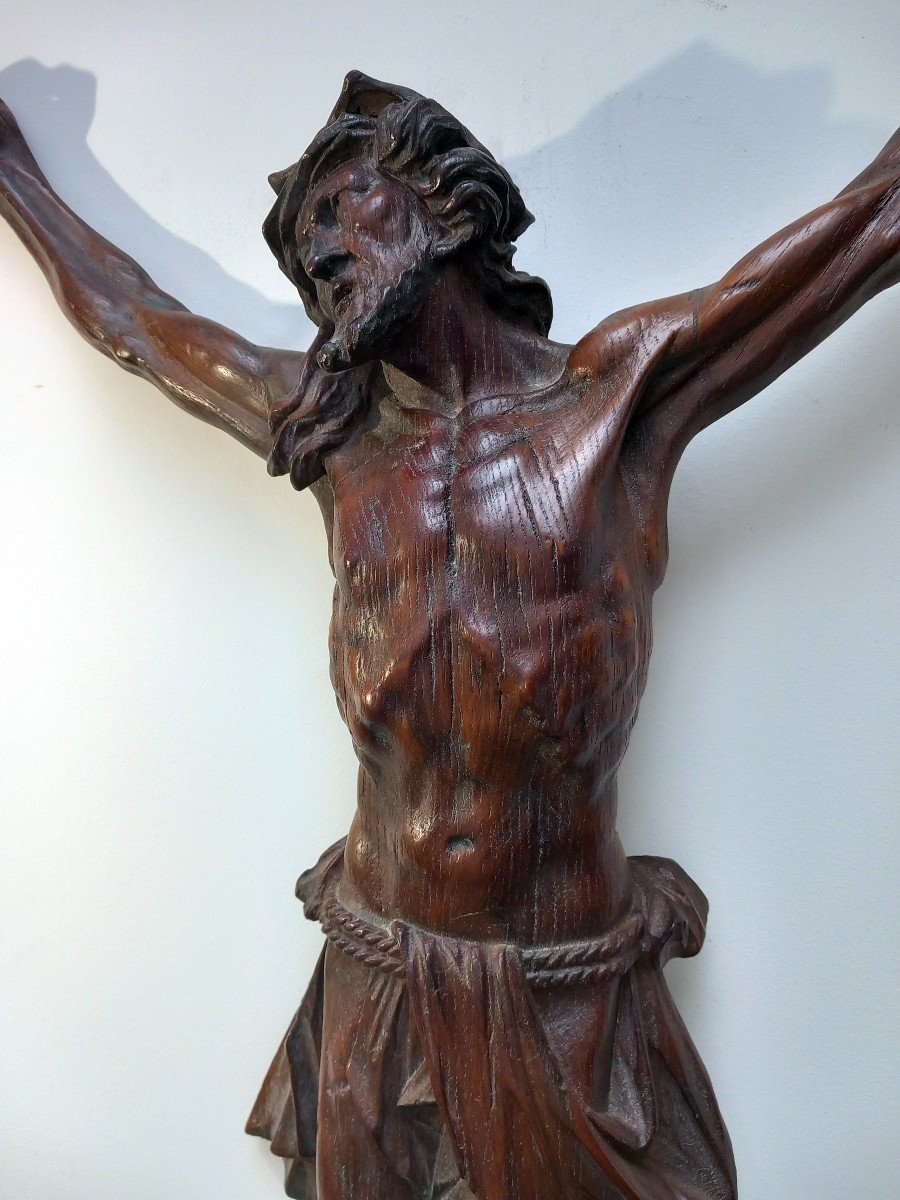 Religiosa Crucifix Large Christ In Finely Carved Oak 18th Century-photo-4