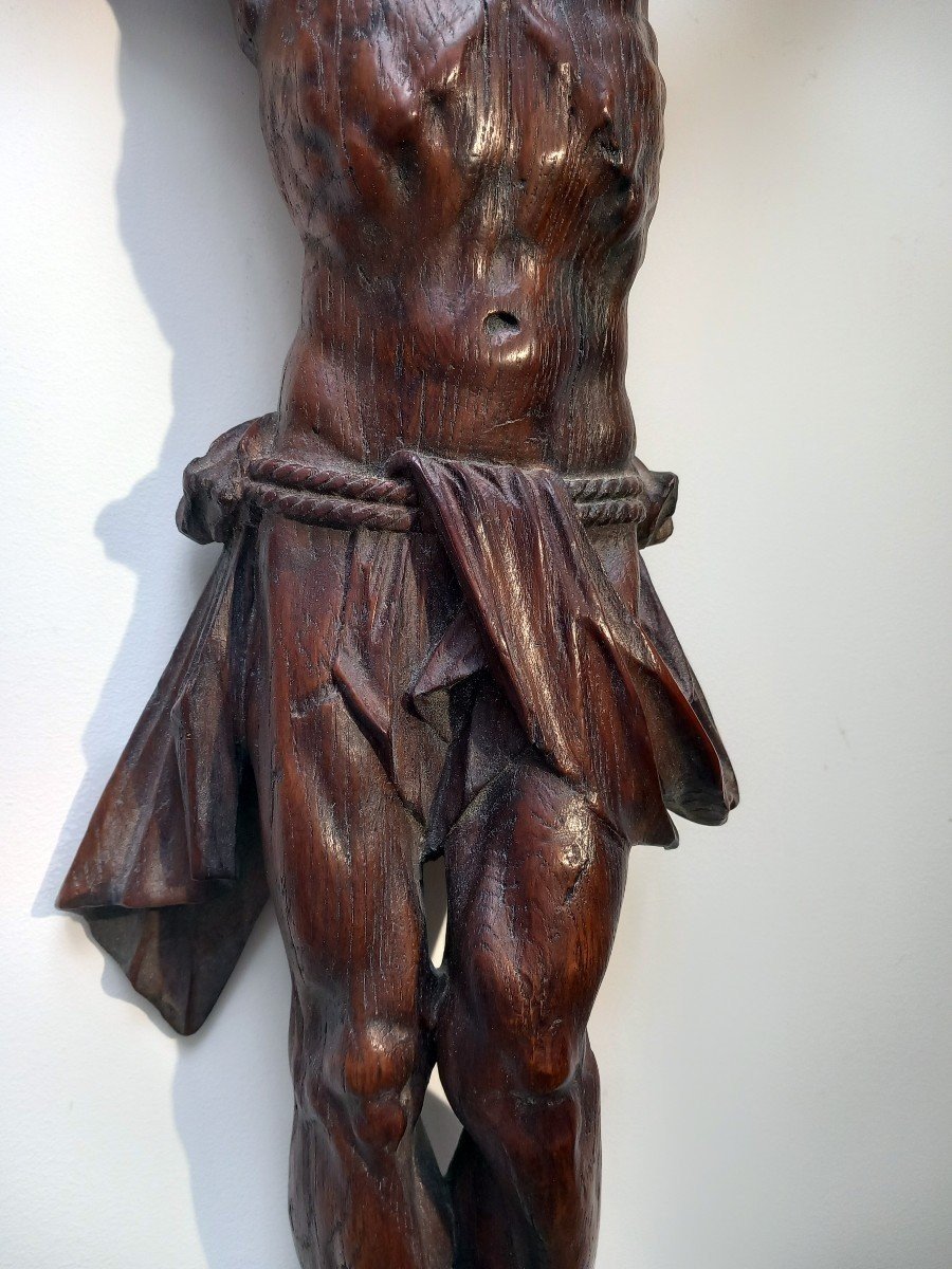Religiosa Crucifix Large Christ In Finely Carved Oak 18th Century-photo-5
