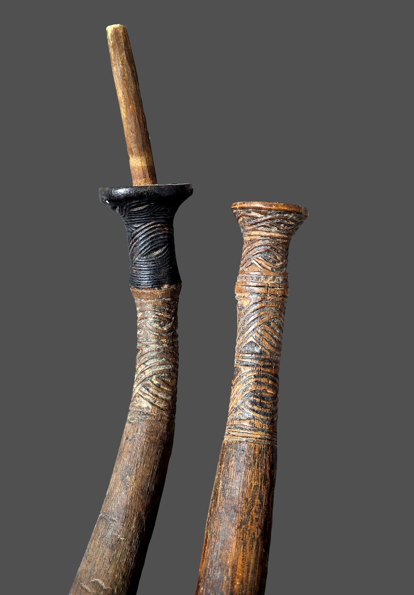 Set Of 2 Songye Pipes Democratic Republic Of Congo-photo-2