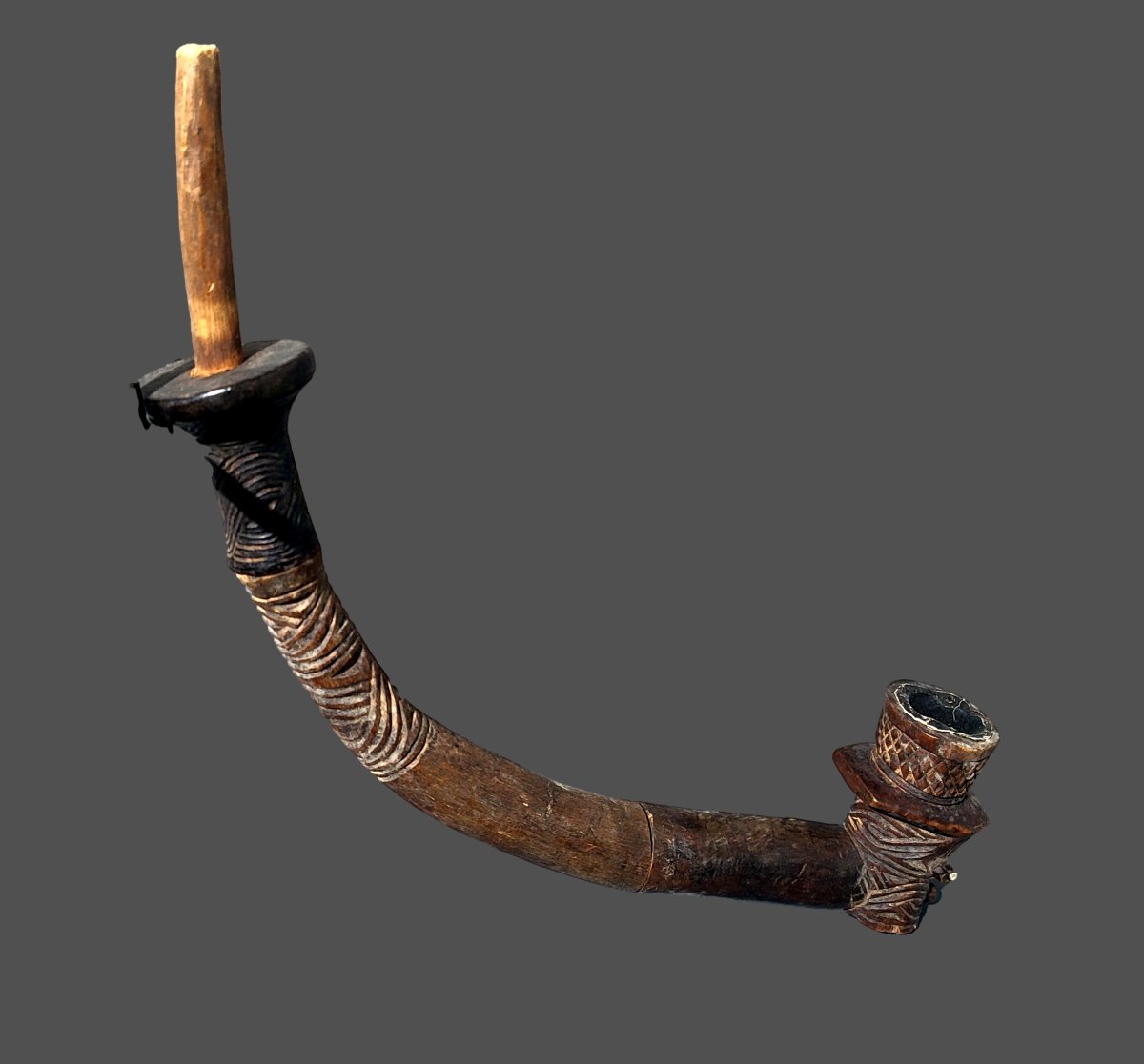 Set Of 2 Songye Pipes Democratic Republic Of Congo-photo-4
