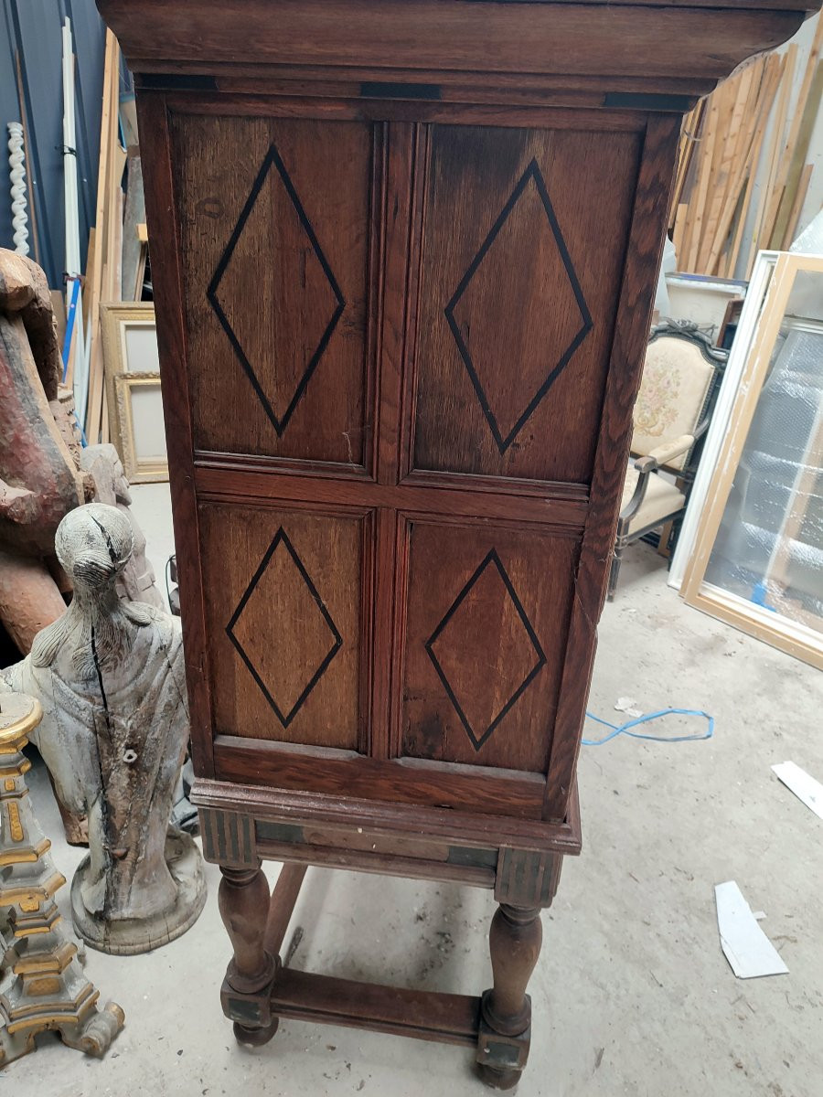 Flemish Cabinet With Several Light Oak Drawers And Ebony Inlay, Furniture Collection.-photo-3