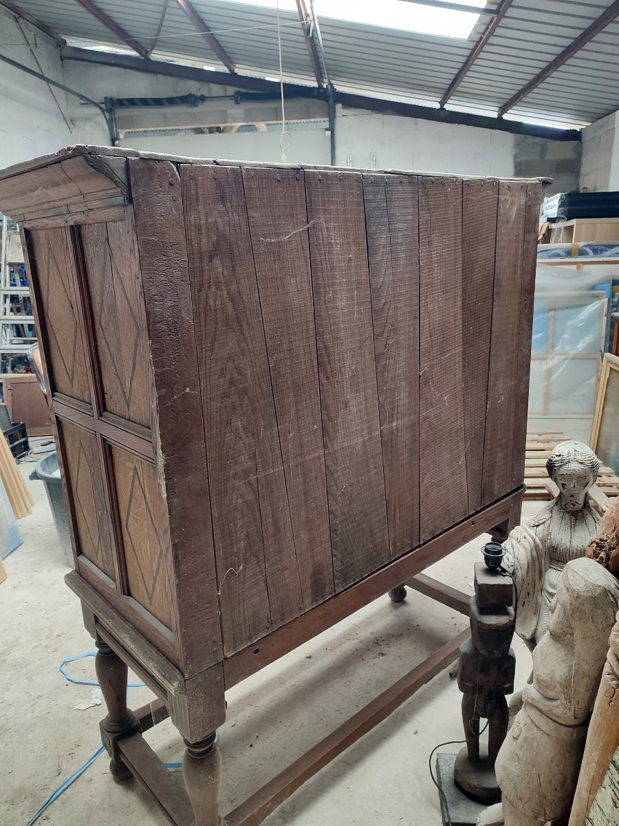 Flemish Cabinet With Several Light Oak Drawers And Ebony Inlay, Furniture Collection.-photo-4