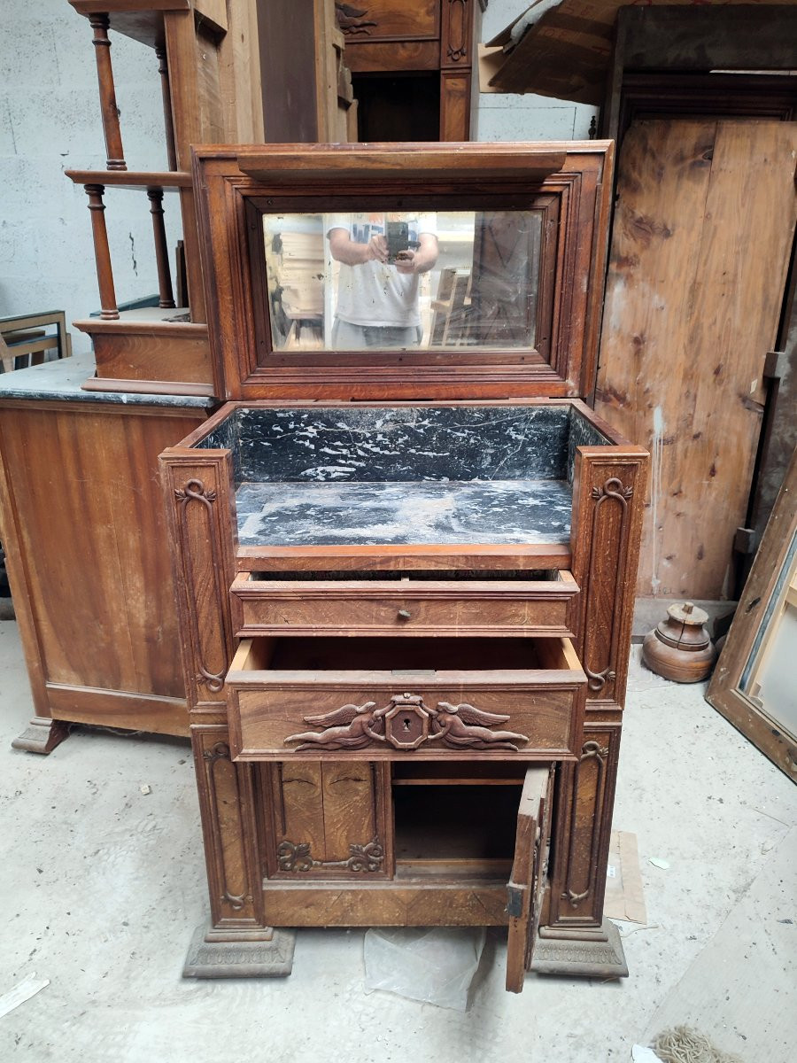 Bedroom Furniture Chest Of Drawers, Vanity Unit Dressing Table Angels Religious Castle 19th Century-photo-2