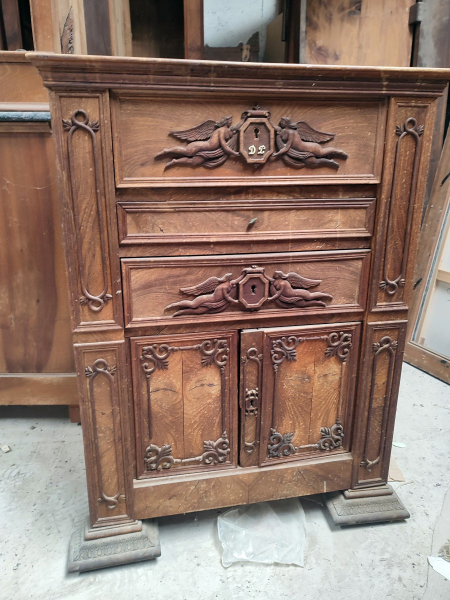 Bedroom Furniture Chest Of Drawers, Vanity Unit Dressing Table Angels Religious Castle 19th Century