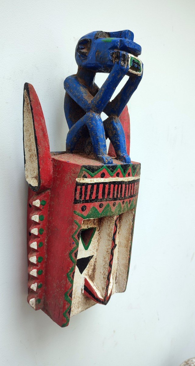 Dogon Mask With Blue Monkey-photo-2