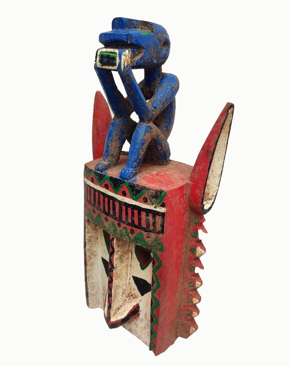 Dogon Mask With Blue Monkey-photo-3