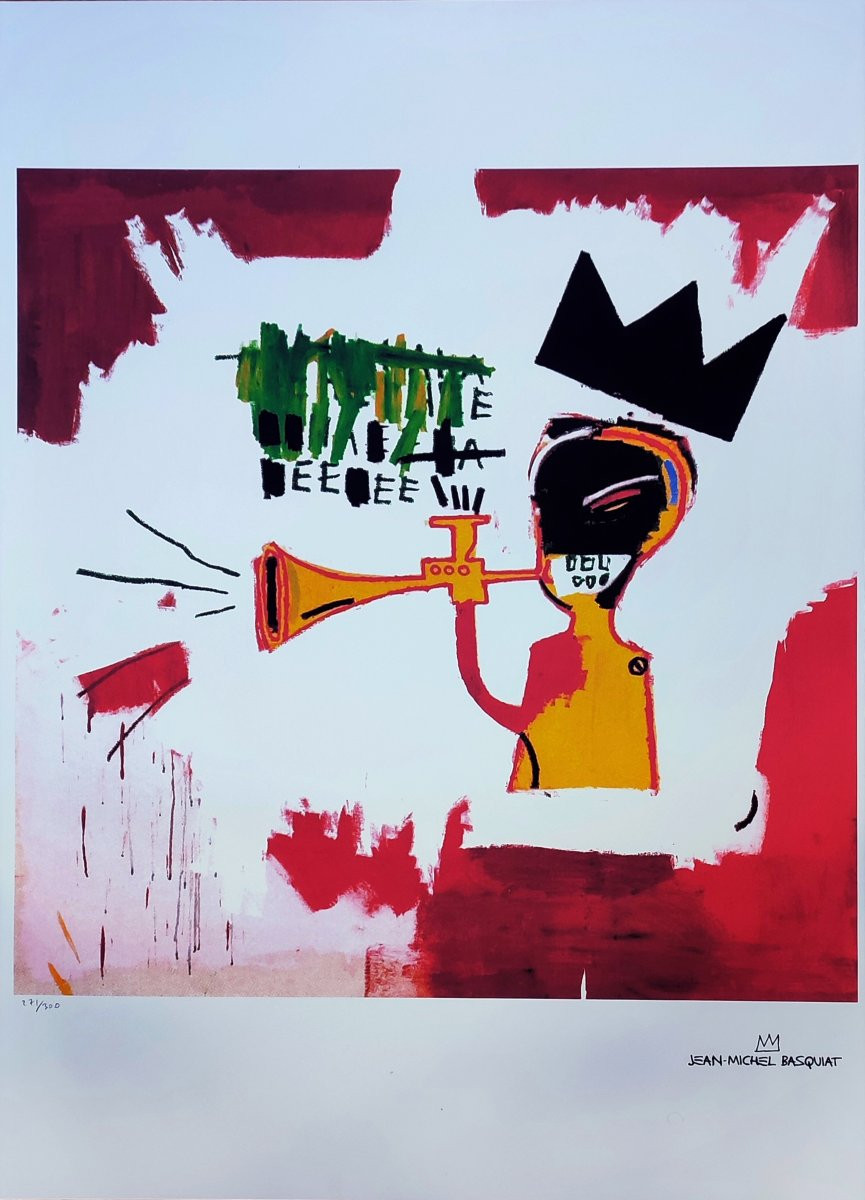 Basquiat lot de 3 grandes lithographies, post mortem .-photo-3