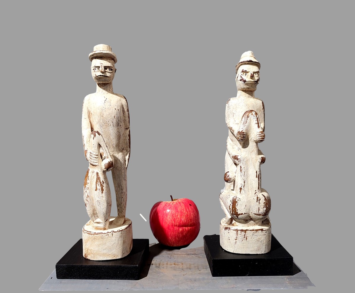 paire de statue Adan Vodou Vodum Ghana fortement sexuée, objets curiosités, Colons ?-photo-5