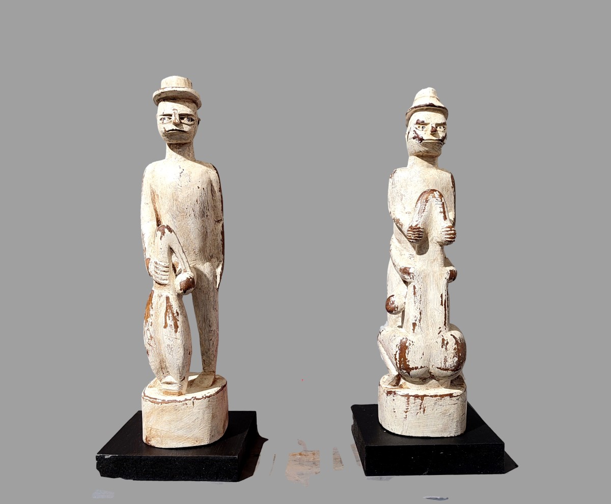 paire de statue Adan Vodou Vodum Ghana fortement sexuée, objets curiosités, Colons ?