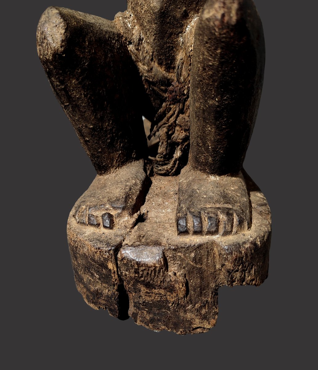 Statue fetiche janus Singe mendiant et femelle Baoulé Aboya -photo-2