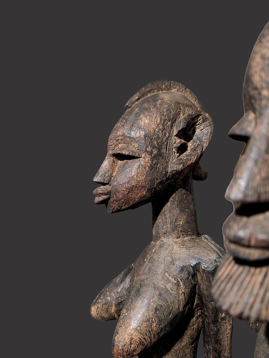 Large Dogon Couple Statue "the First" Mali-photo-4