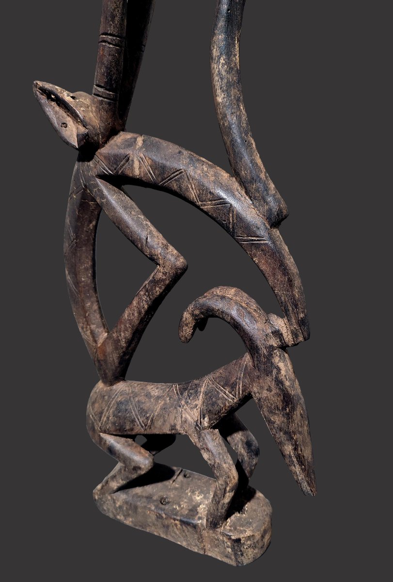  Tywara Cywara Bambara Mali Cubist Crest Mask Statue-photo-4