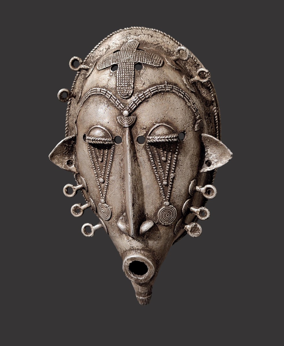 Masque Dioula de maitrise forgeron aluminium style Senoufo Côte d'Ivoire -photo-2
