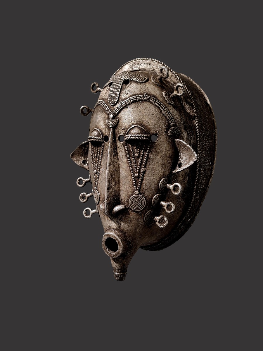 Masque Dioula de maitrise forgeron aluminium style Senoufo Côte d'Ivoire 