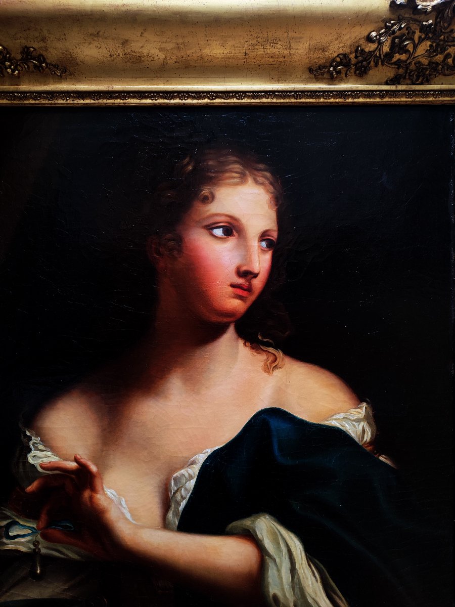 Large Allegorical Painting Cleopatra And The Pearl Early 19th Century-photo-2