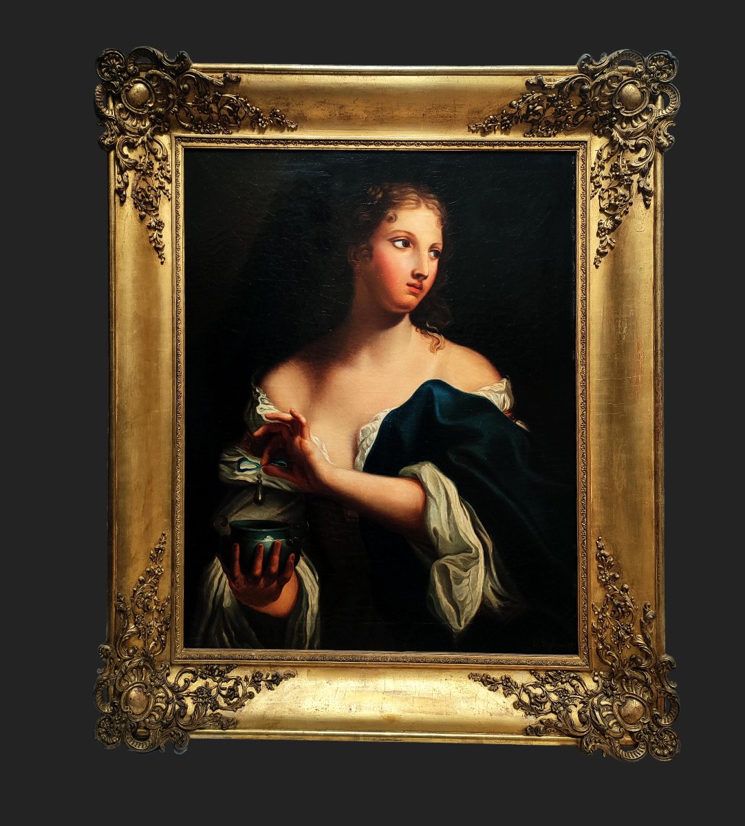 Large Allegorical Painting Cleopatra And The Pearl Early 19th Century
